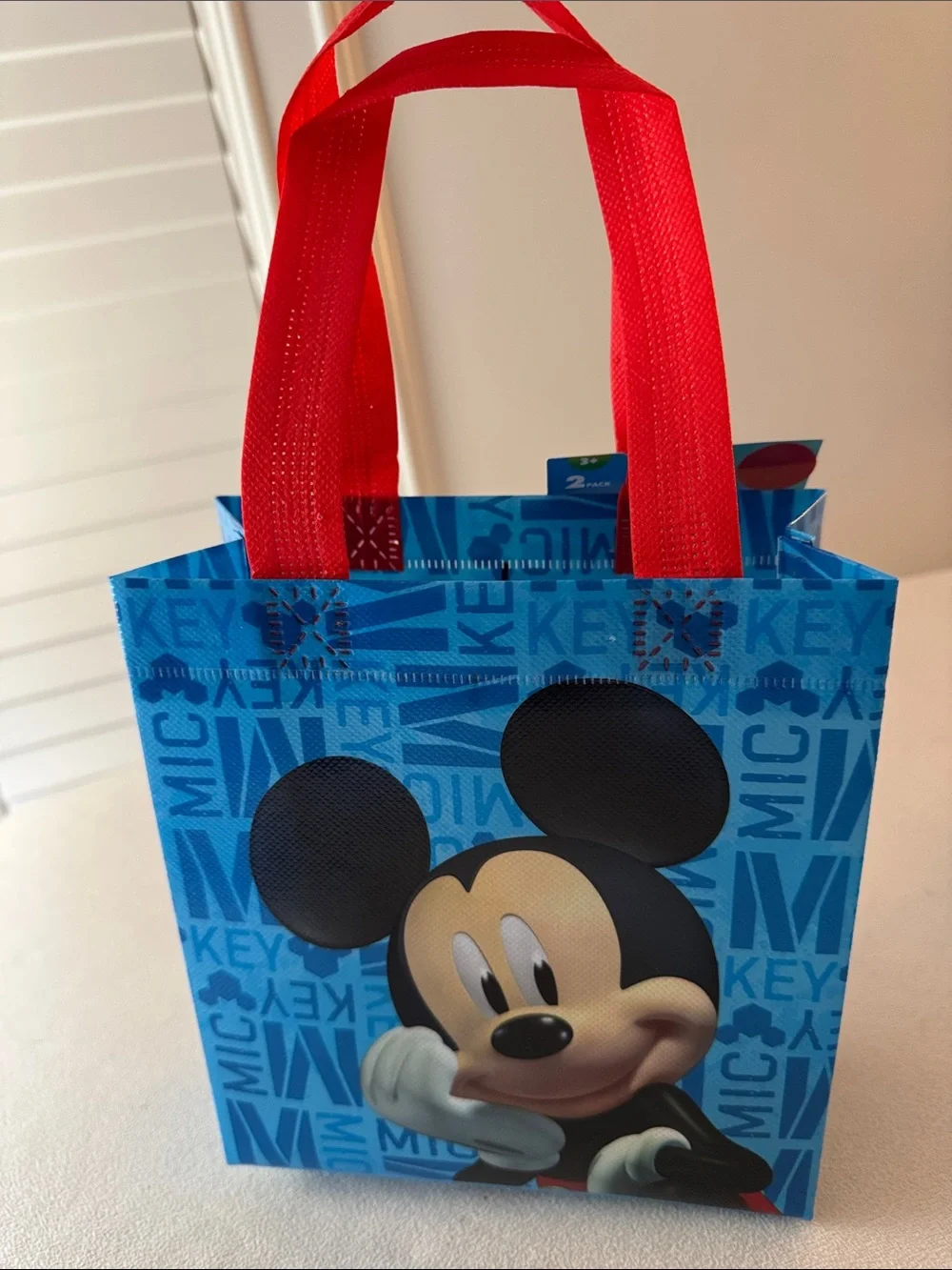 Mickey Mouse Blue Tote Bag with Red Handles